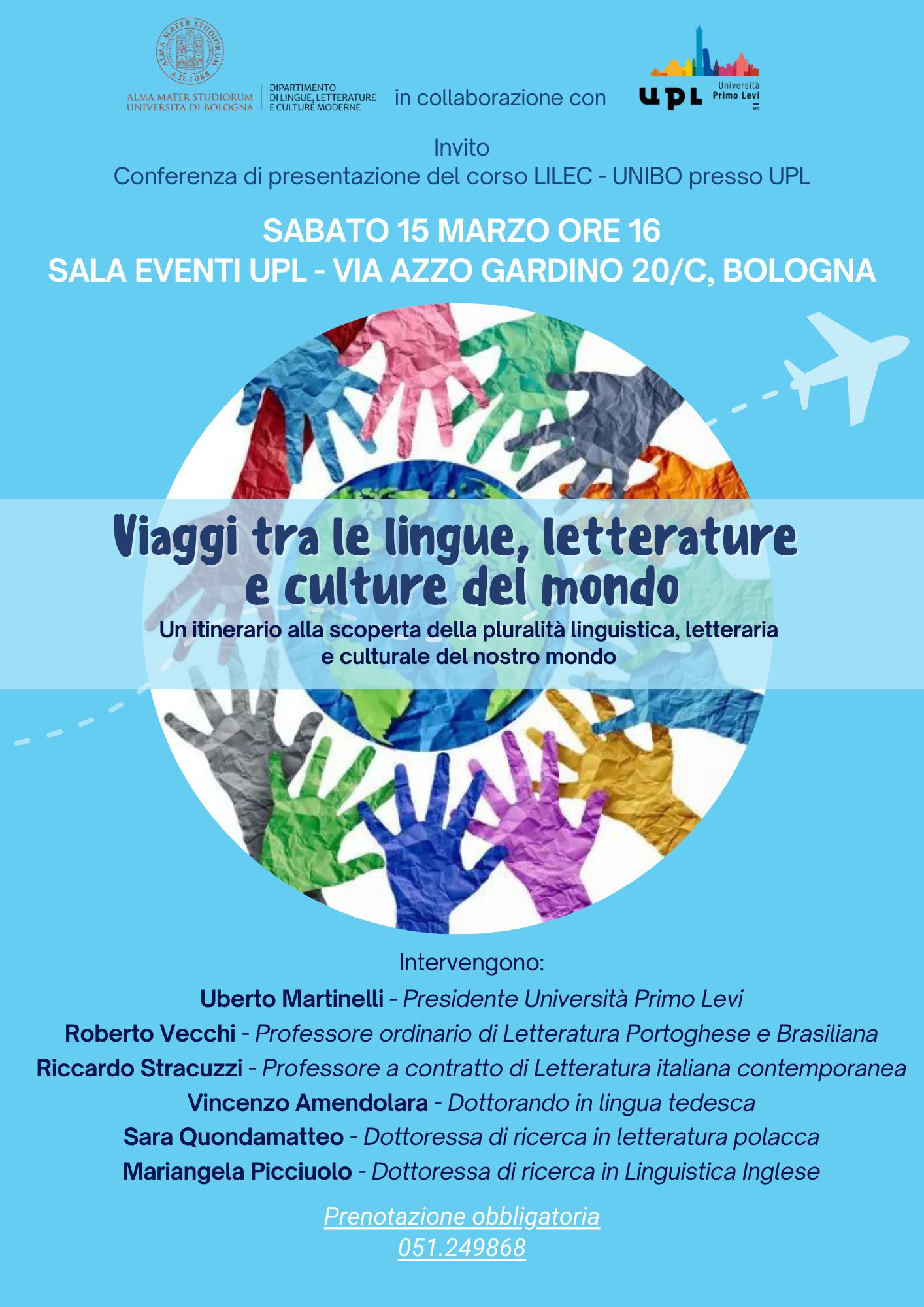 Invito conferenza LILEC UNIBO e UPL: ‘Viaggi tra le lingue, letterature e culture del mondo’