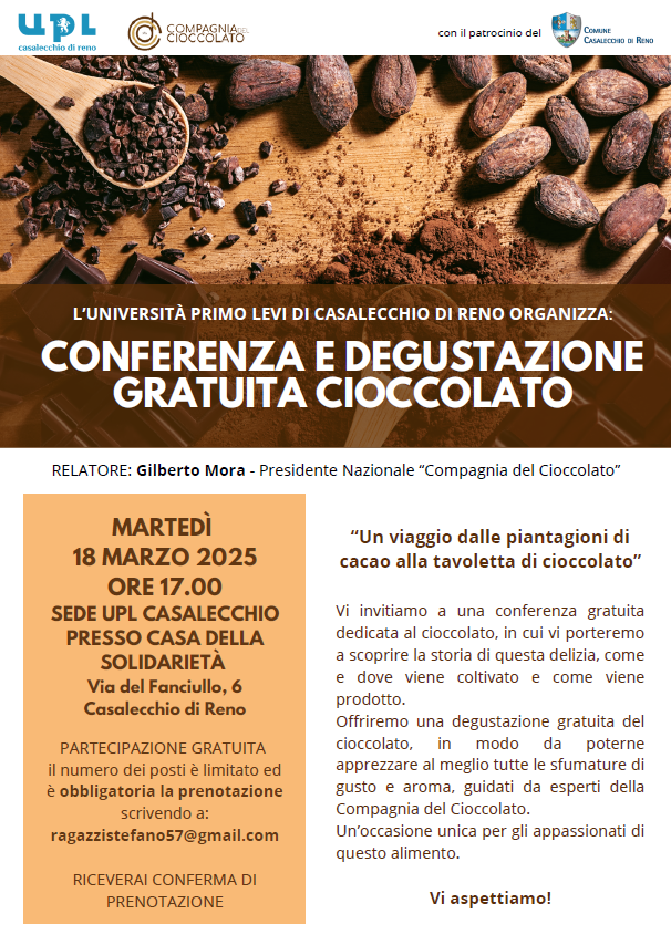 Conferenza e degustazione gratuita cioccolato